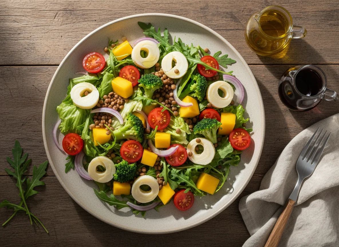 Salada mista com palmito e lentilha photo