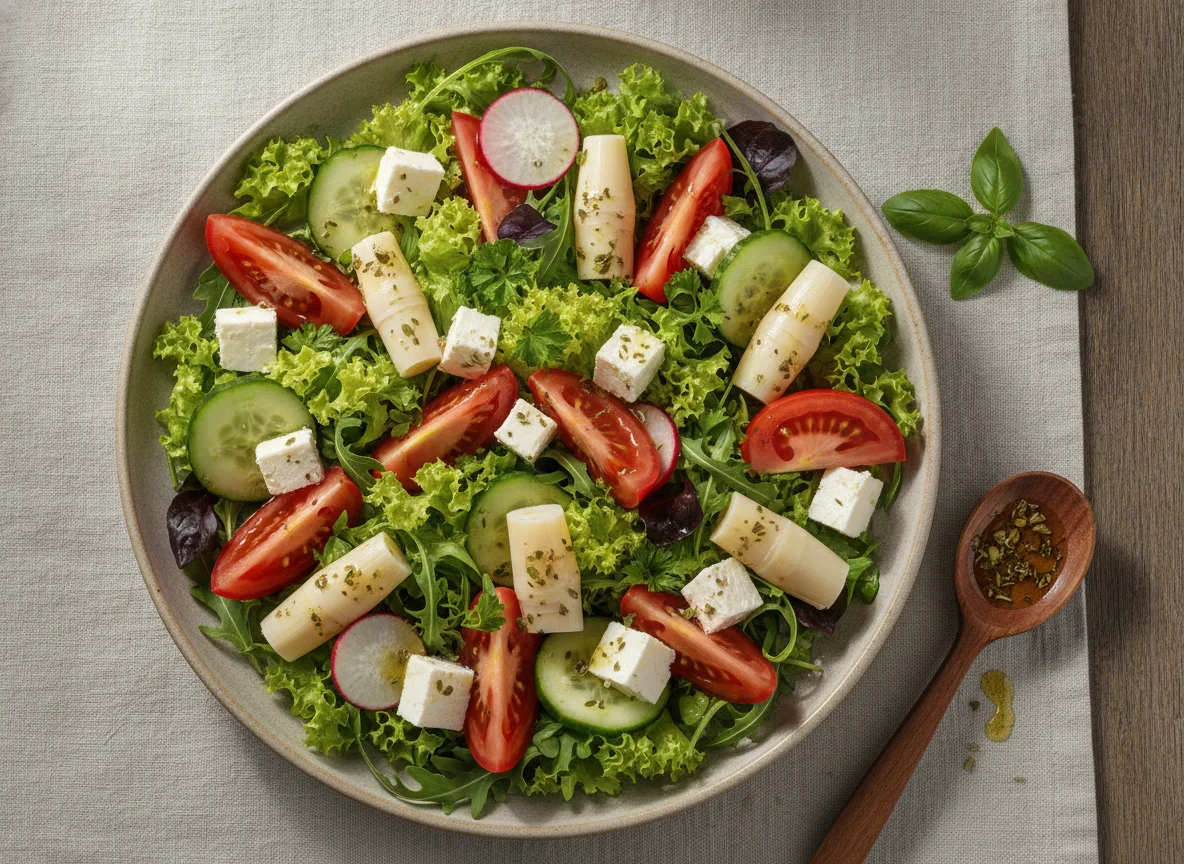 Salada Mista com Palmito e Queijo photo