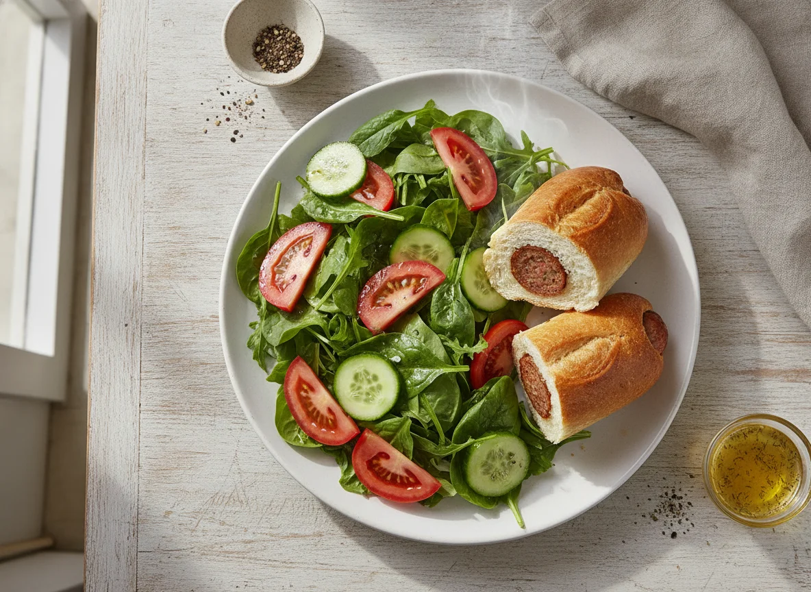 Salada mista com pão recheado photo