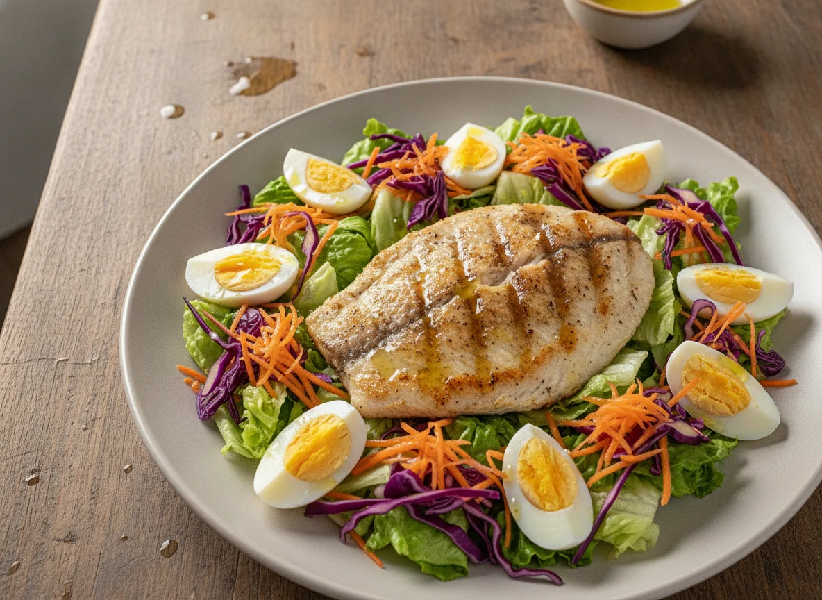 Salada mista com peixe grelhado photo