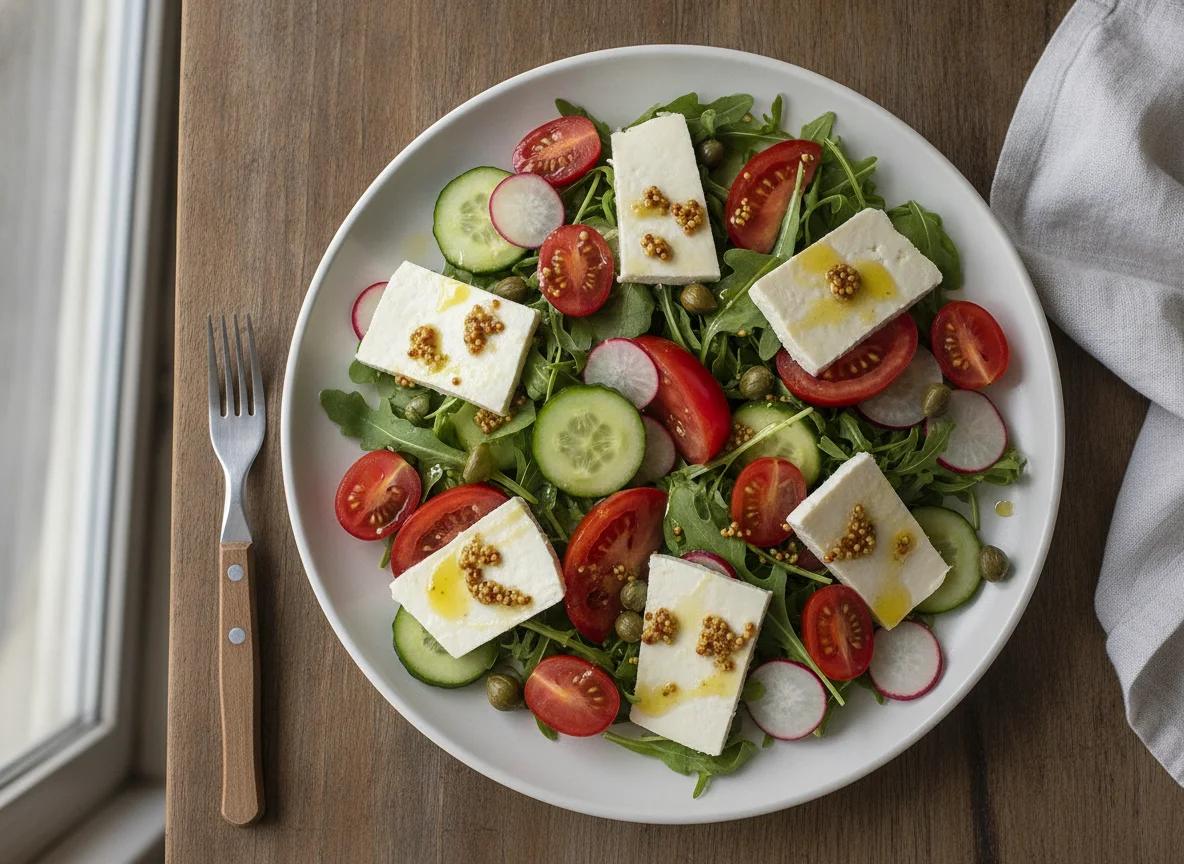 Salada Mista com Queijo Branco e Tomate photo