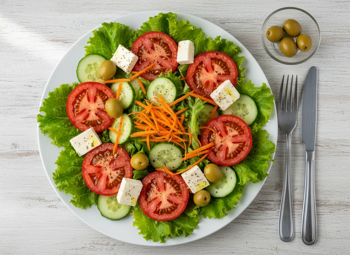 Salada Mista com Queijo e Azeitonas photo