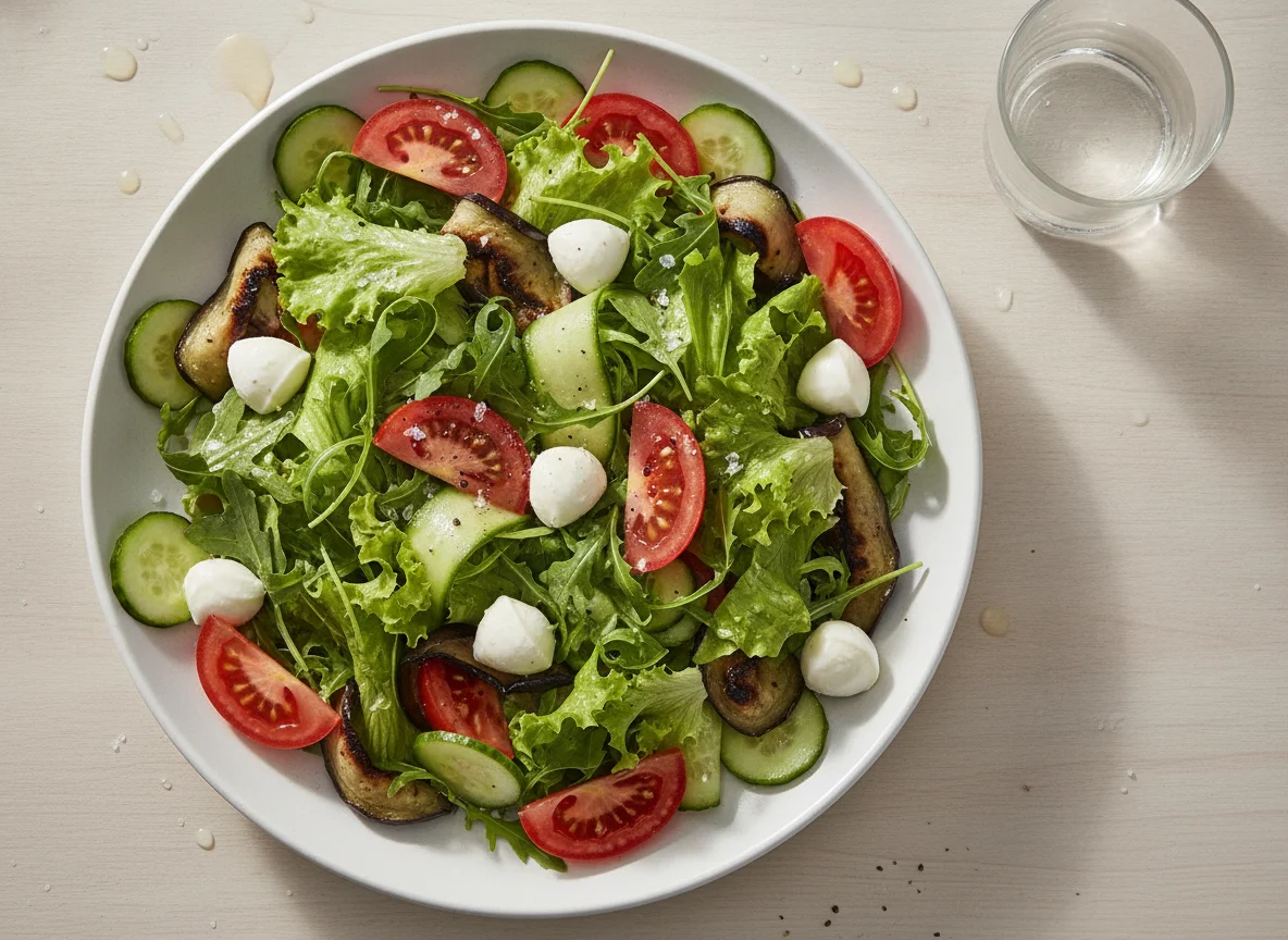 Salada mista com queijo muçarela nozinho photo