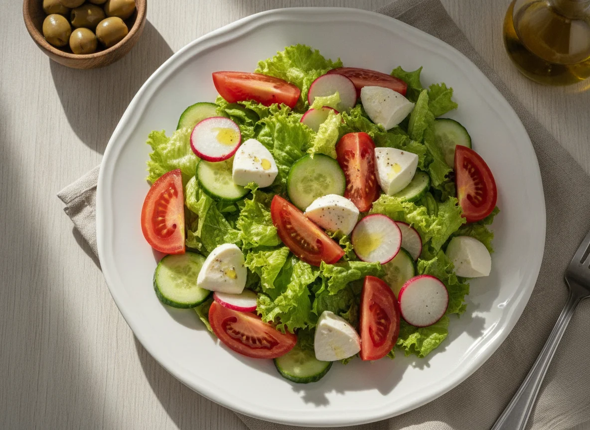 Salada mista com queijo mussarela photo