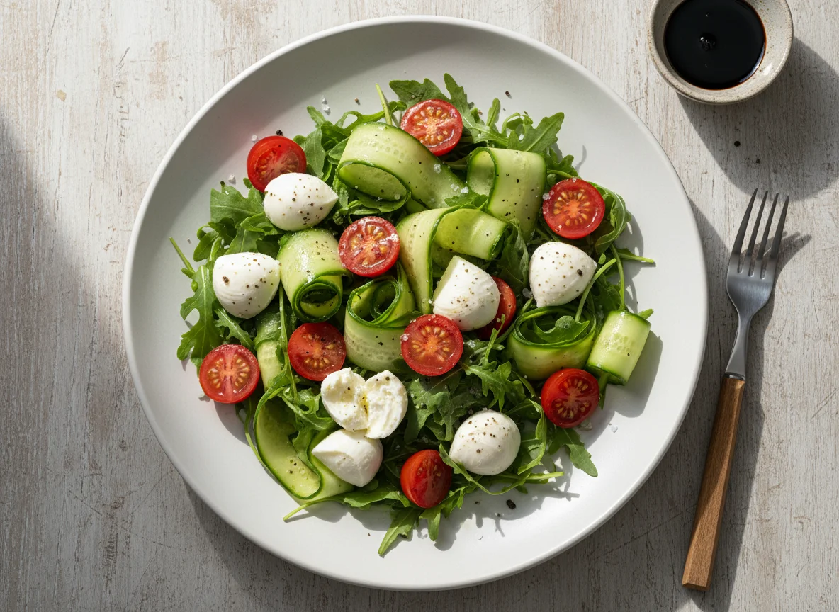 Salada mista com queijo mussarela nozinho photo