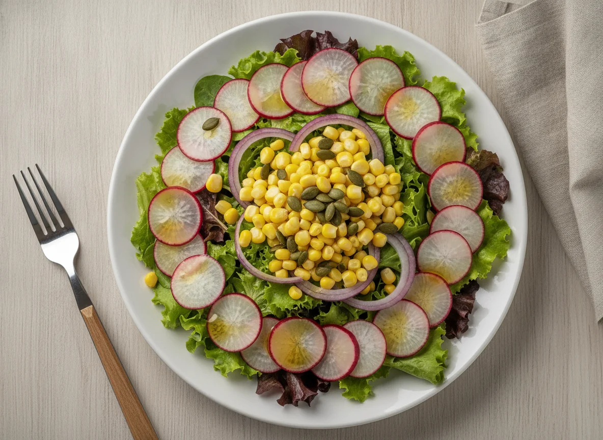 Salada mista com rabanete e milho photo