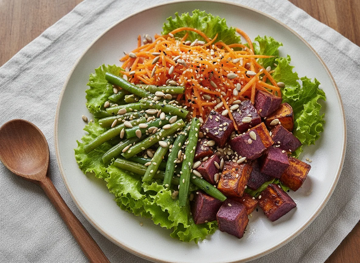 Salada mista com sementes e legumes photo