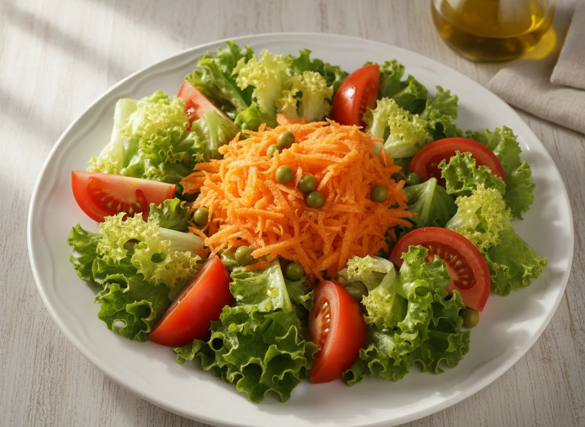 Salada mista com tomate, cenoura e ervilha photo