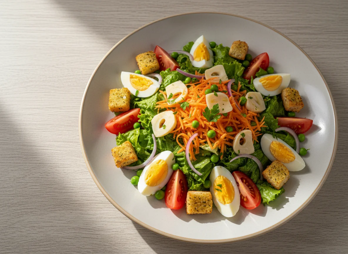 Salada mista com torradas photo