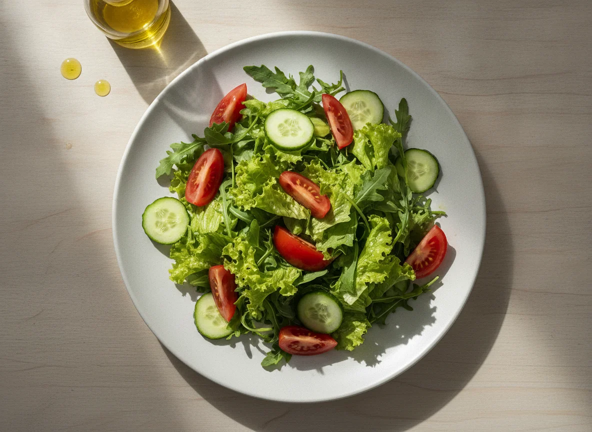 Salada mista de folhas e legumes photo