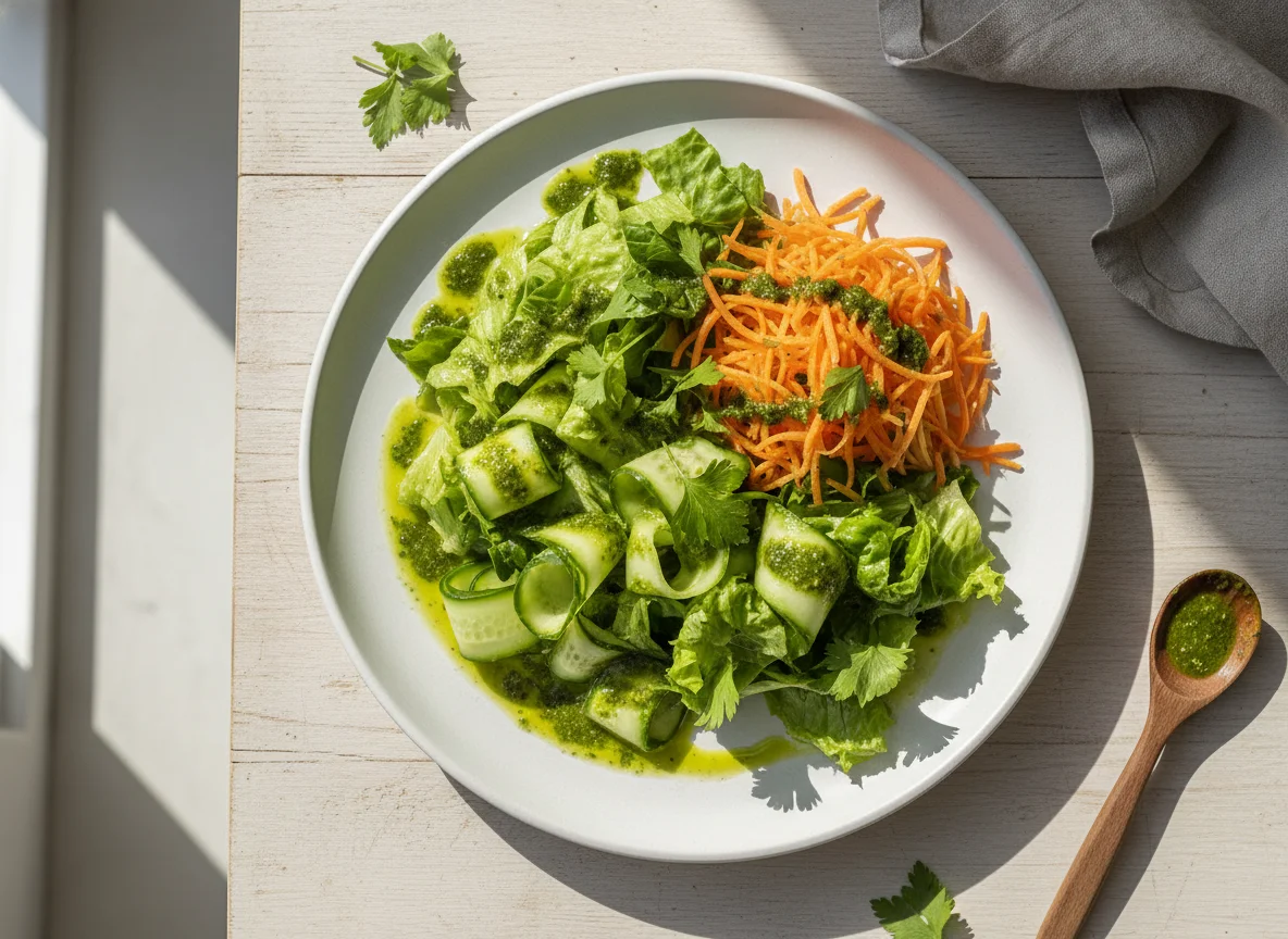 Salada simples com molho verde photo