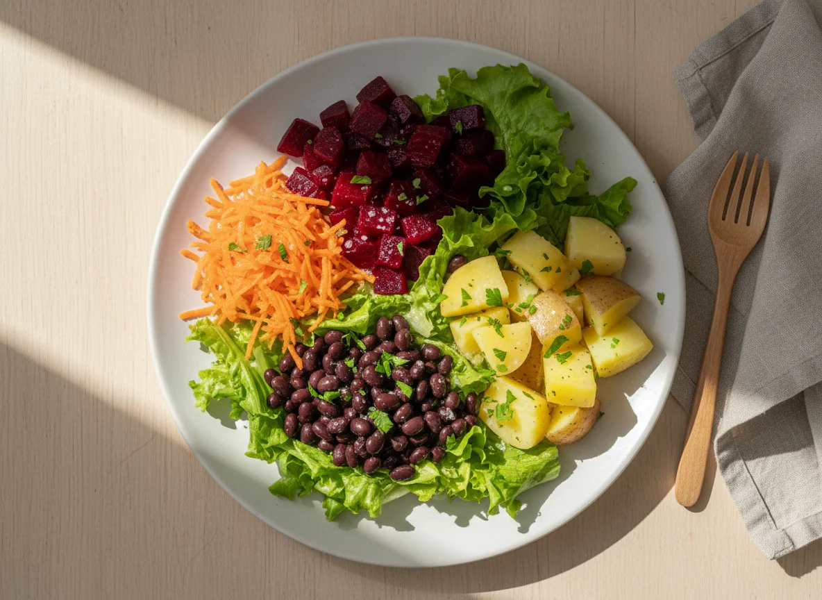 Salada variada com beterraba e batata photo