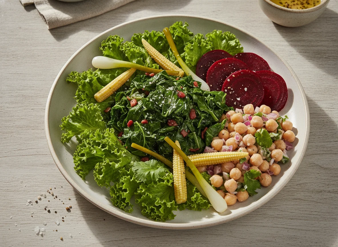 Salada variada com grão-de-bico e couve photo