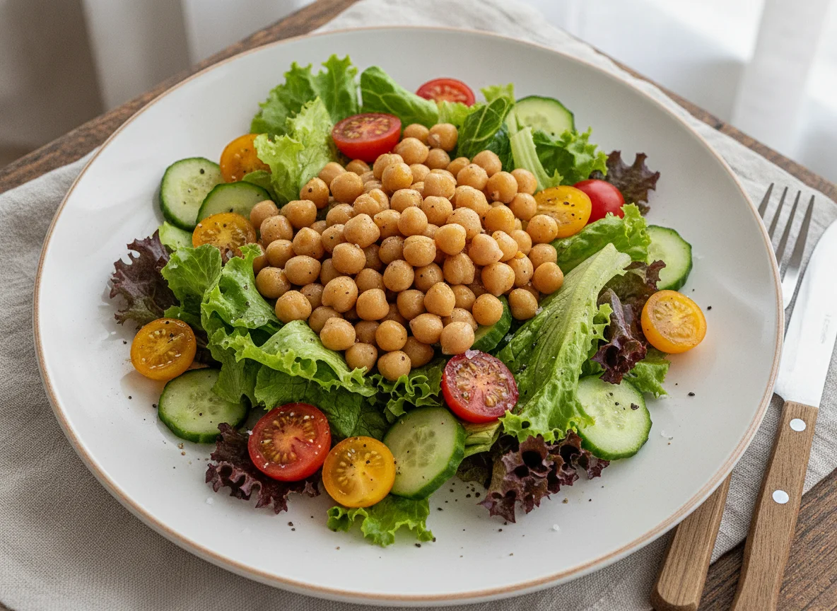 Salada Verde com Grão-de-Bico photo