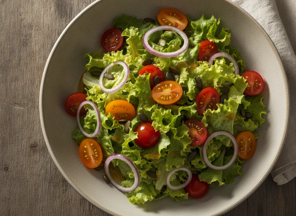 Salada Verde com Tomate Cereja e Cebola Roxa photo