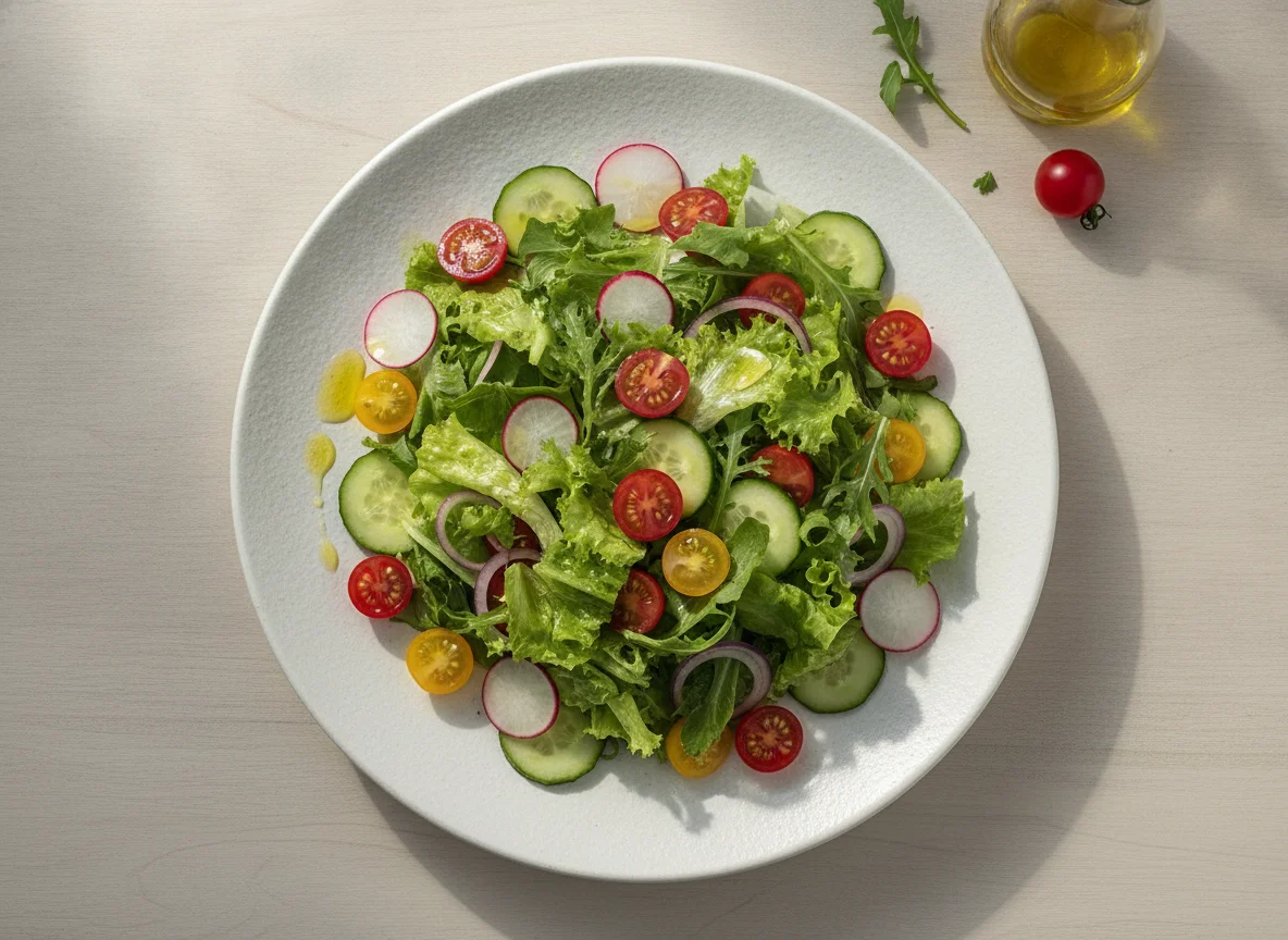 Salada Verde com Tomate Cereja e Rabanete photo