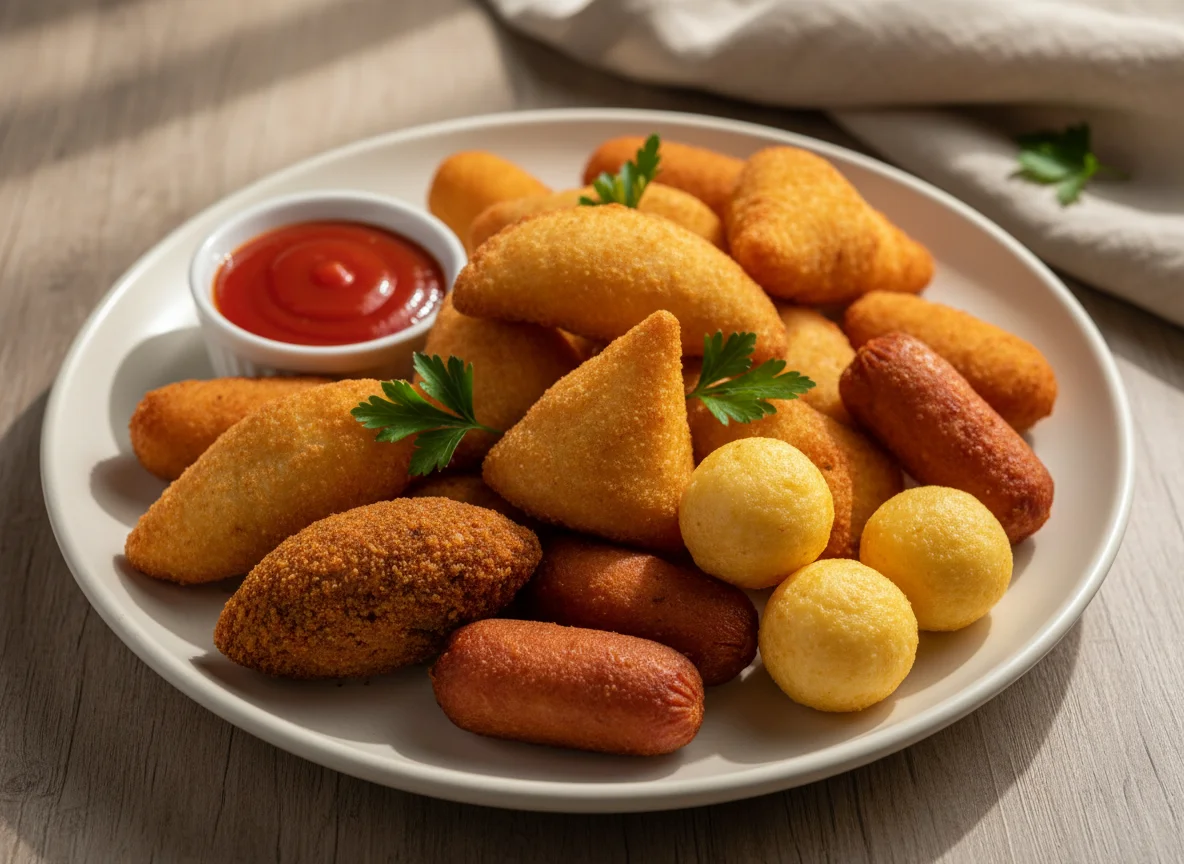 Salgadinhos variados com molho photo