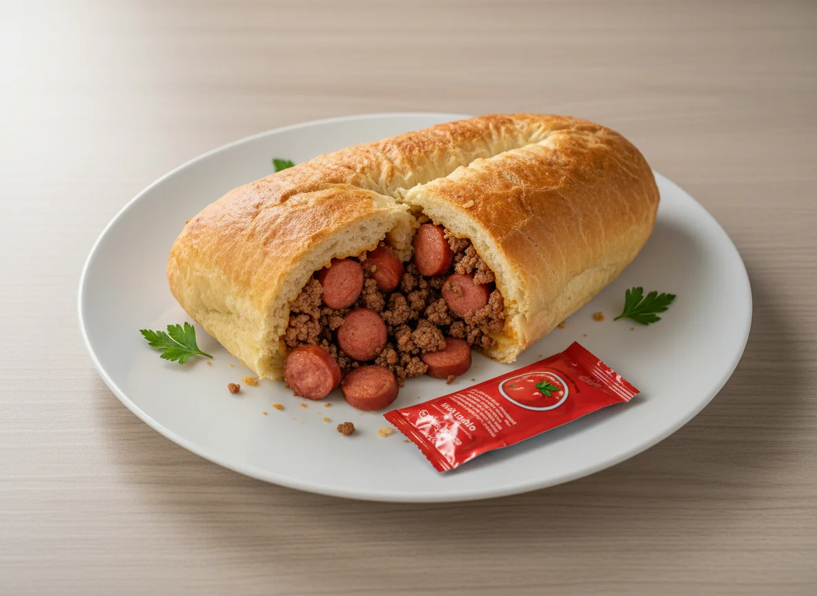 Salgado de carne com salsicha photo