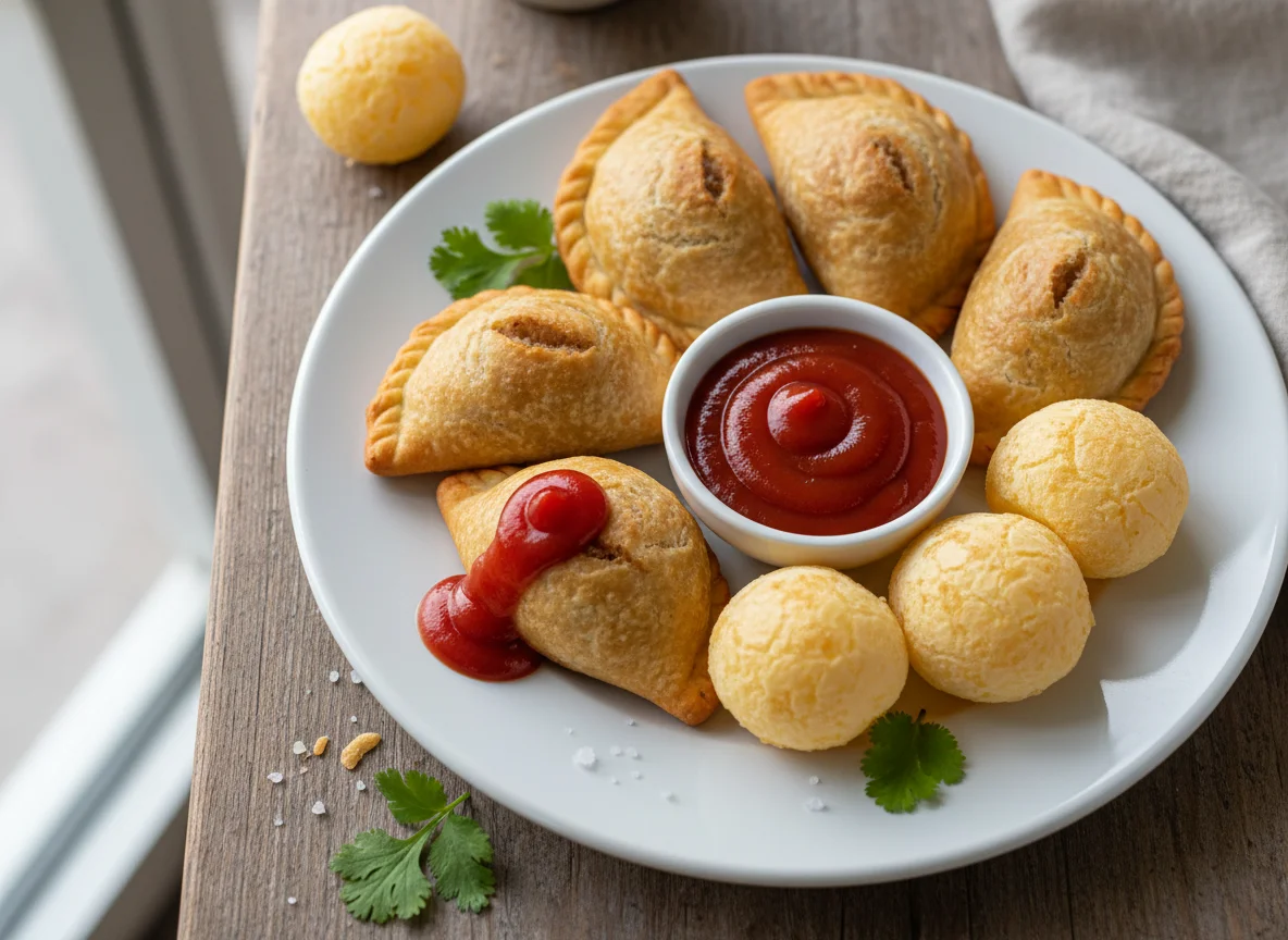 Salgados variados com ketchup photo