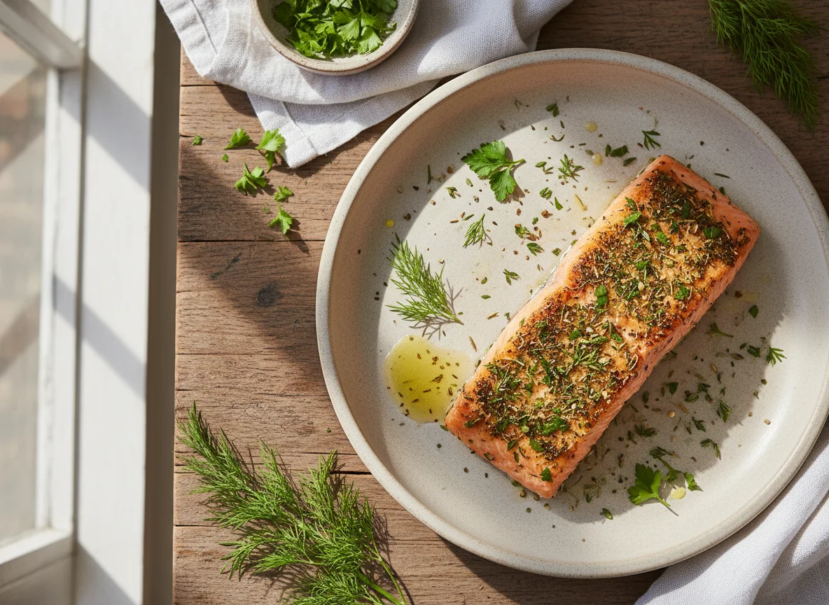 Salmão assado com ervas photo
