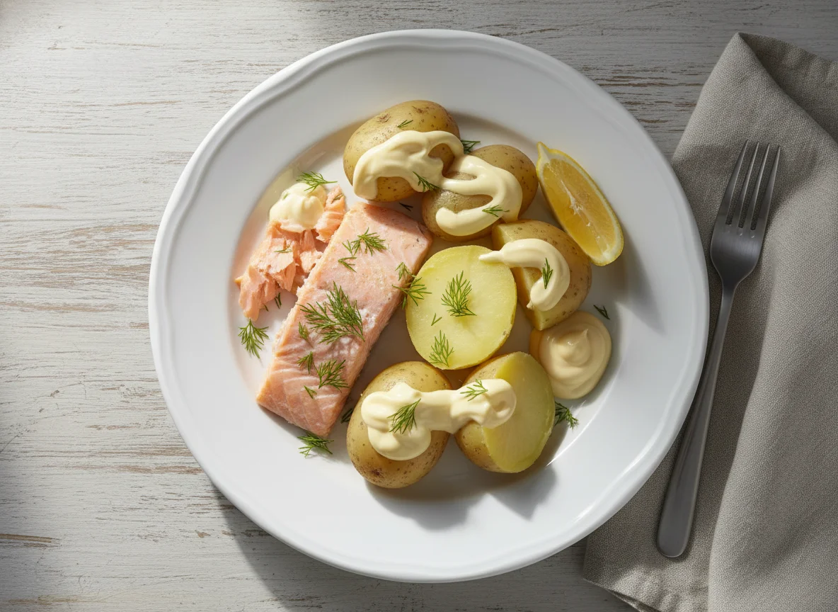 Salmão com Batatas Cozidas e Maionese photo