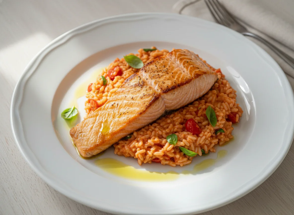 Salmão com Risoto de Tomate photo