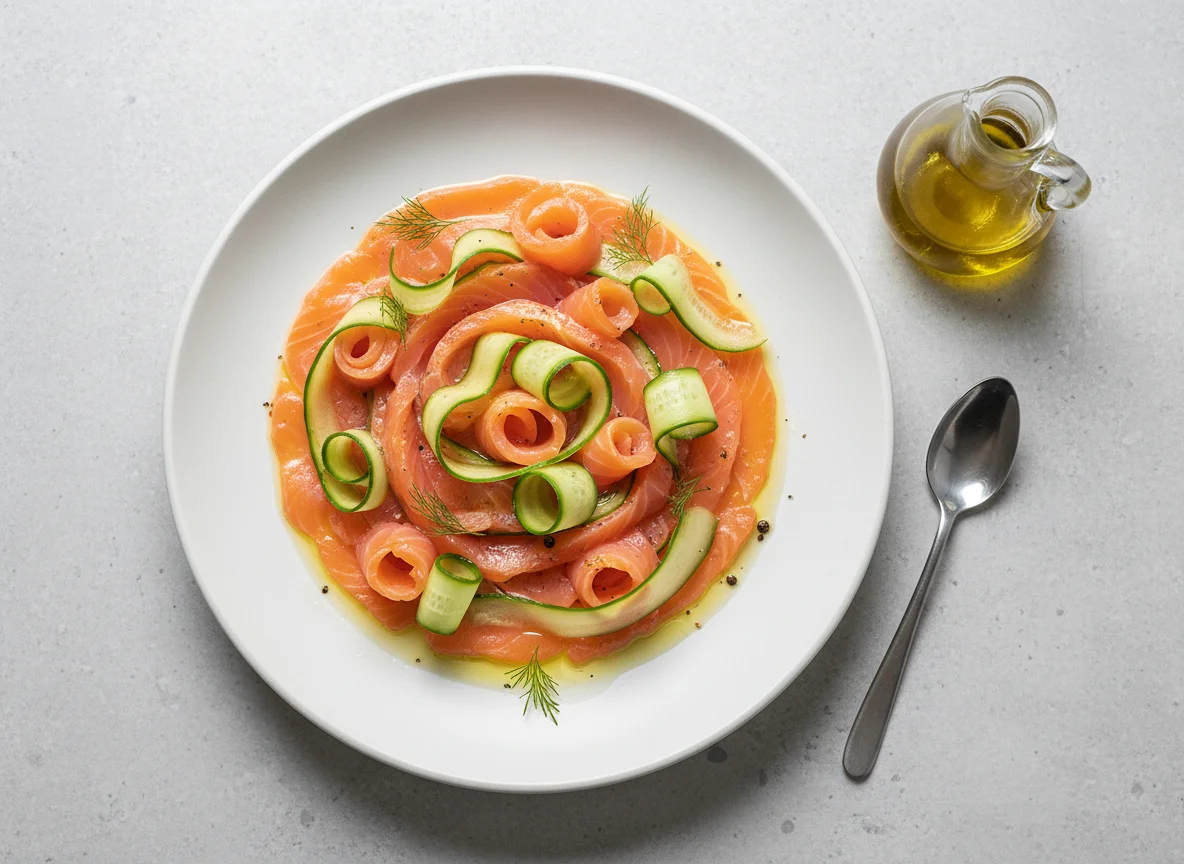 Salmão defumado com pepino photo