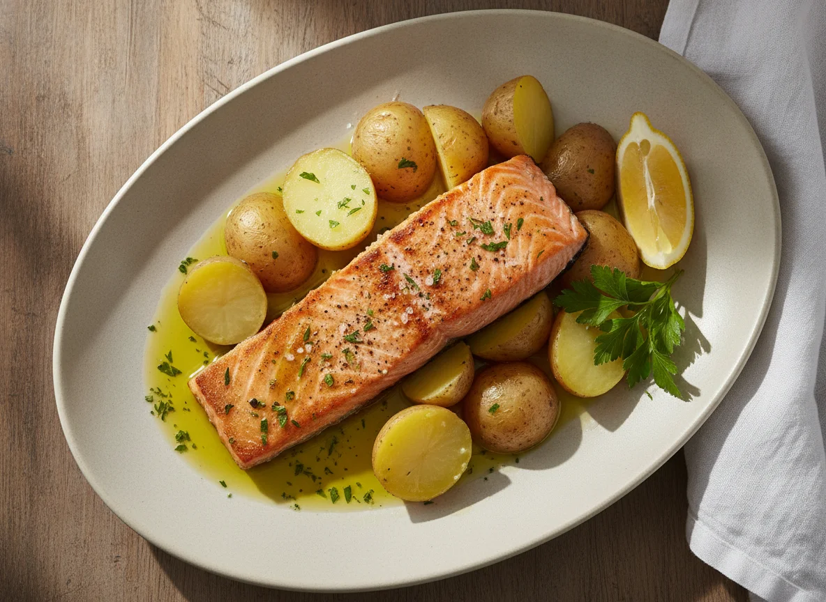 Salmão Grelhado com Batata Cozida photo