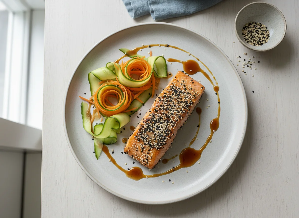 Salmão Selado com Gergelim e Pepino photo