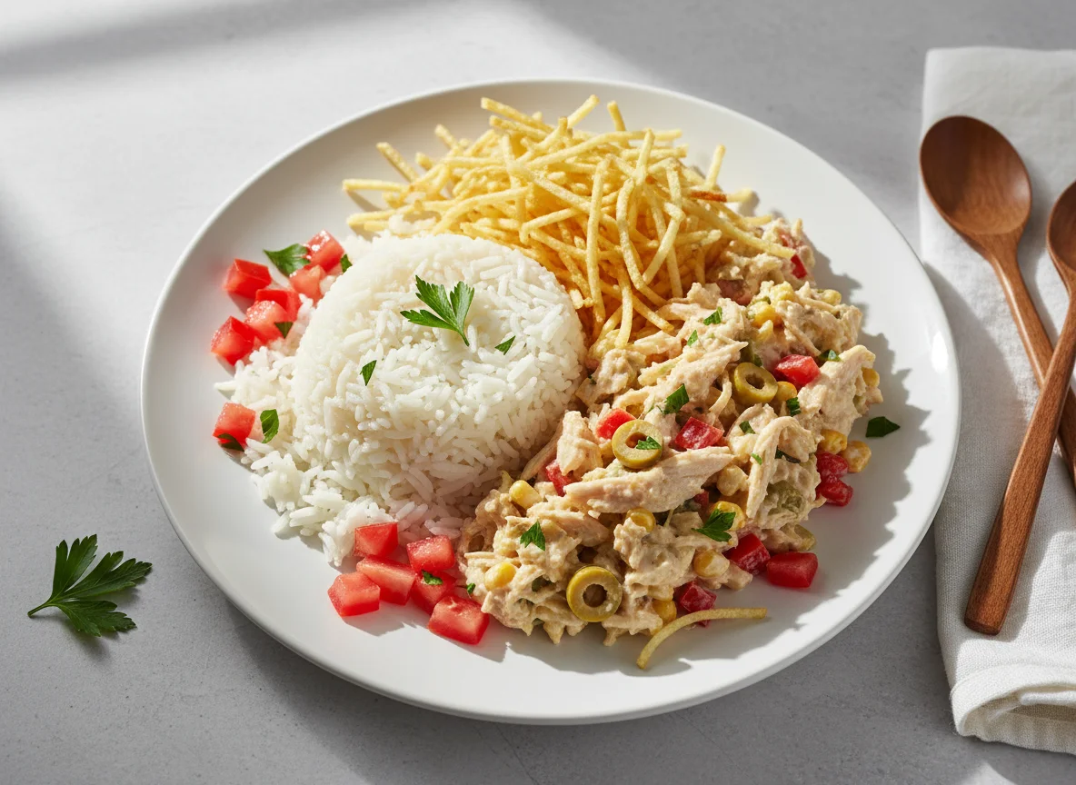 Salpicão de frango com arroz e tomate photo