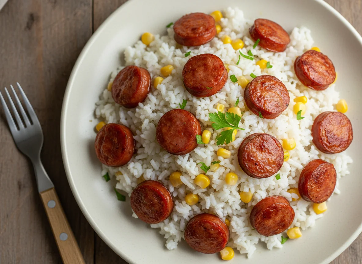 Salsicha com Arroz e Milho photo