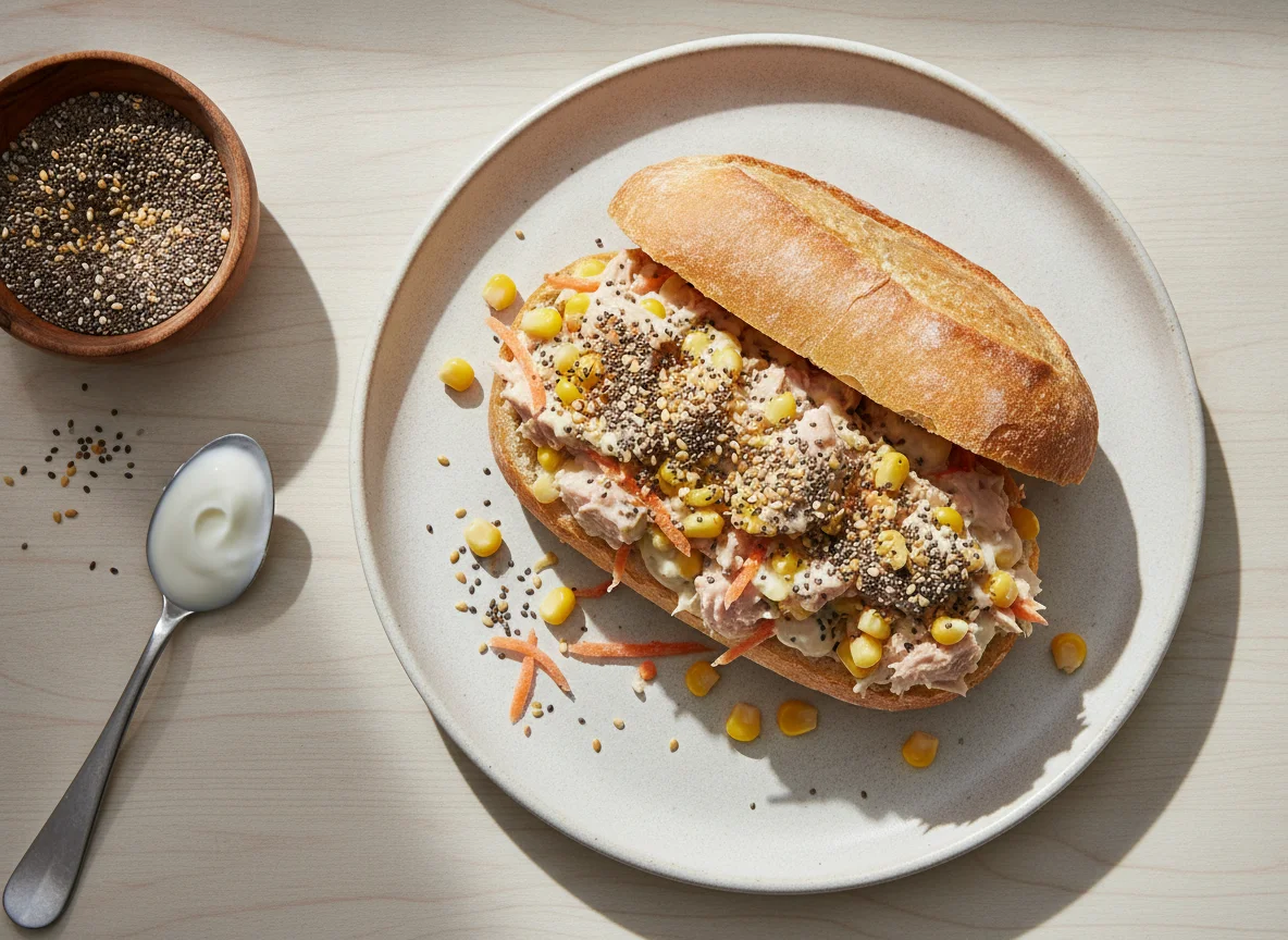 Sanduíche de atum e iogurte com sementes photo