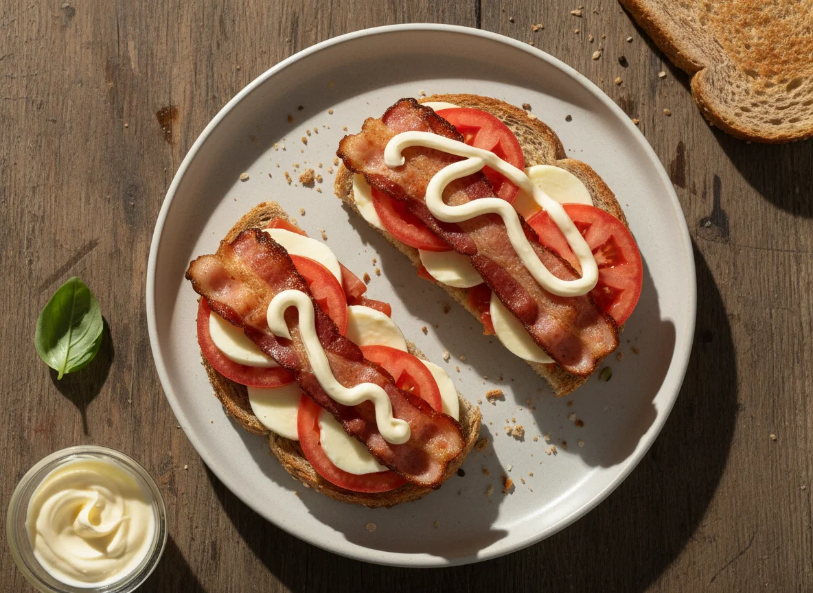 Sanduíche de bacon, queijo e tomate photo