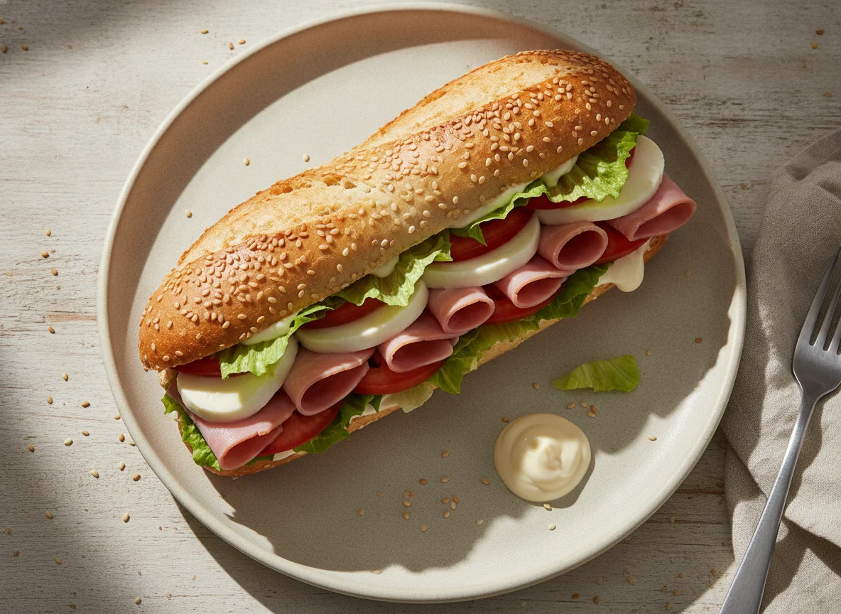 Sanduíche de Baguete com Gergelim photo