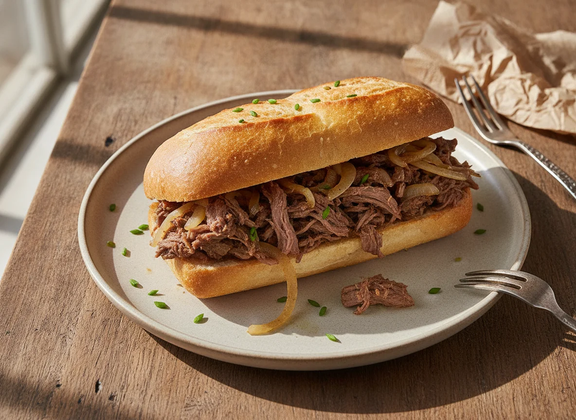 Sanduíche de Carne com Cebola photo