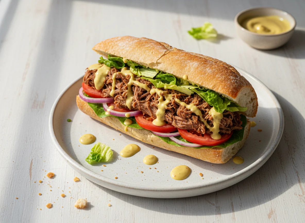 Sanduíche de carne com salada photo