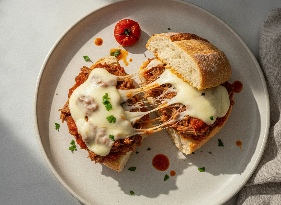 Sanduíche de Carne Louca com Queijo photo