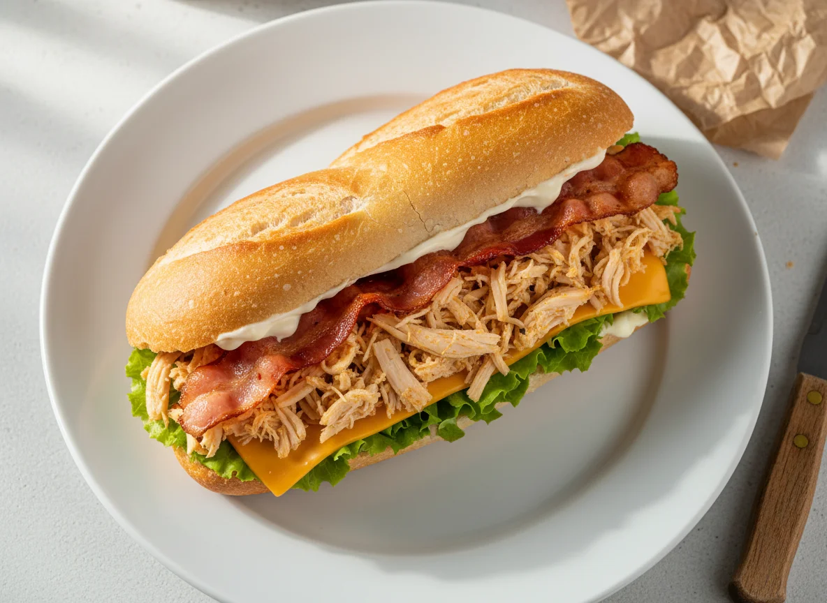 Sanduíche de frango com bacon e queijo photo