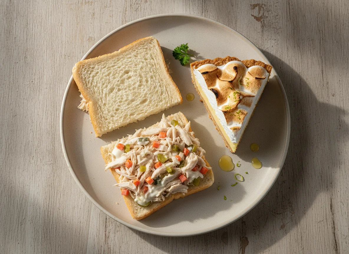 Sanduíche de Frango com Maionese e Torta de Limão photo
