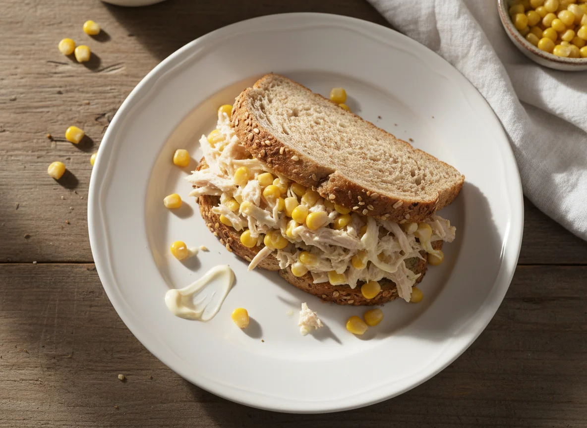 Sanduíche de frango com milho photo