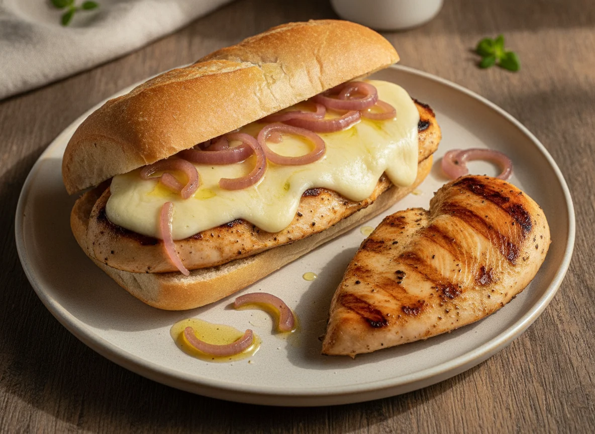 Sanduíche de frango com queijo e frango grelhado extra photo