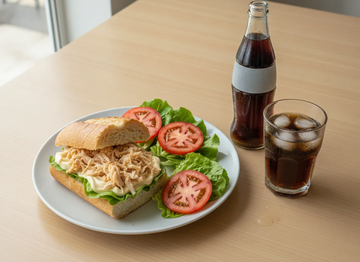 Sanduíche de Frango com Salada e Refrigerante photo