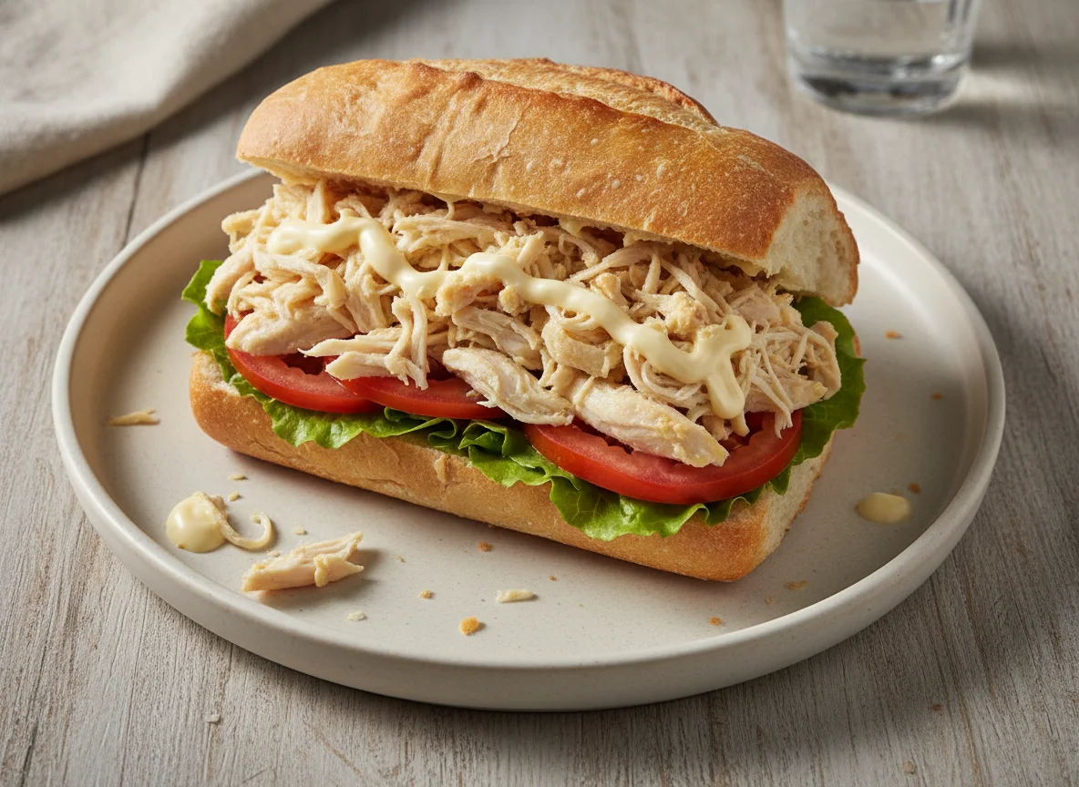 Sanduíche de Frango com Salada no Pão Francês photo