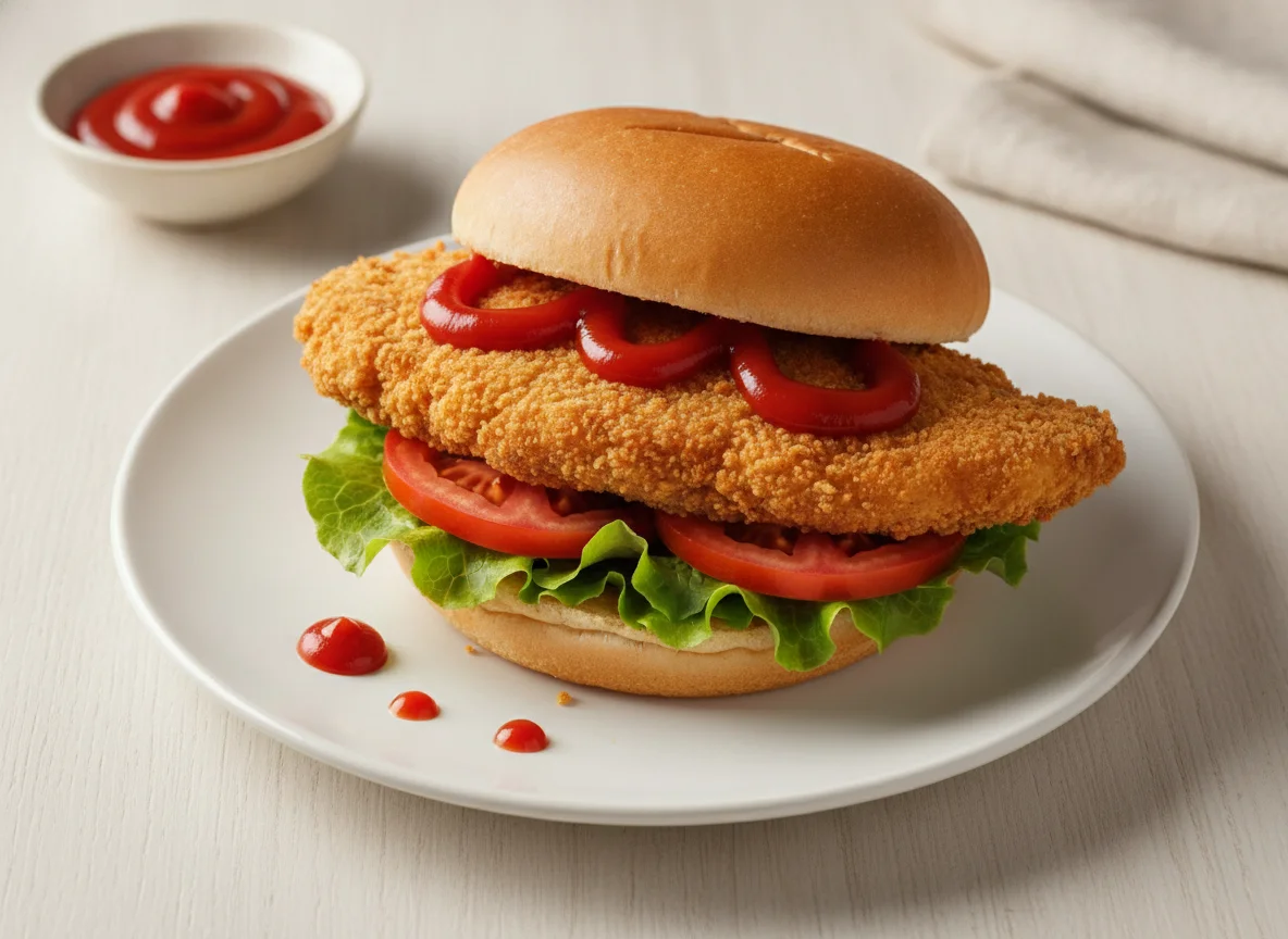 Sanduíche de Frango Empanado com Ketchup photo
