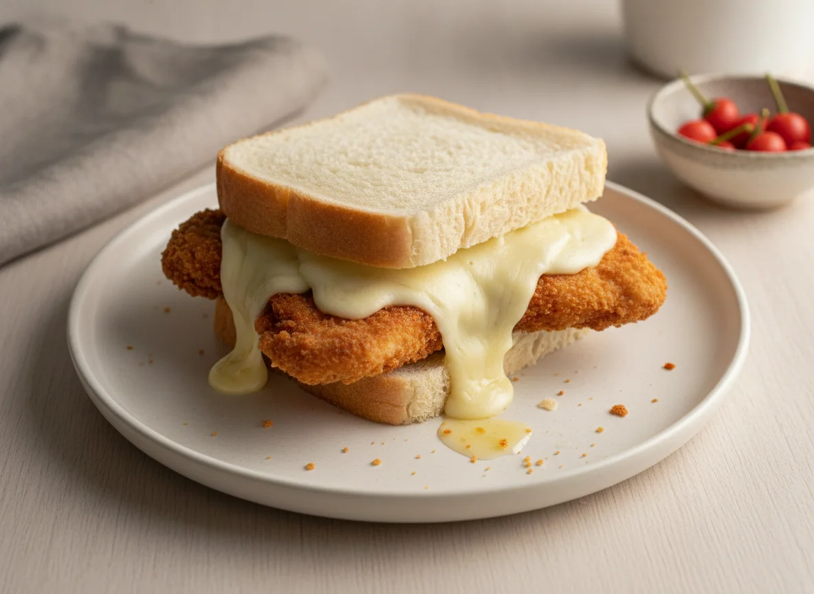 Sanduíche de frango empanado com queijo photo