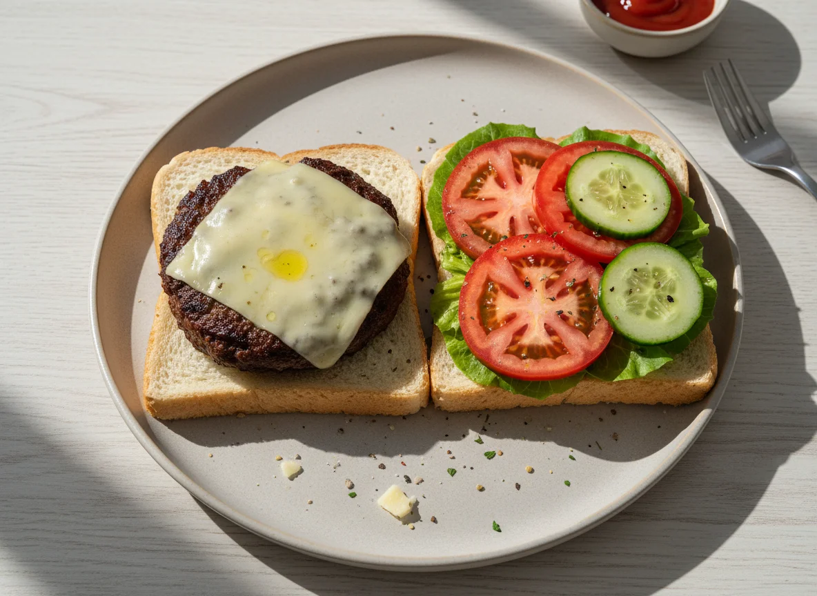 Sanduíche de hambúrguer aberto photo