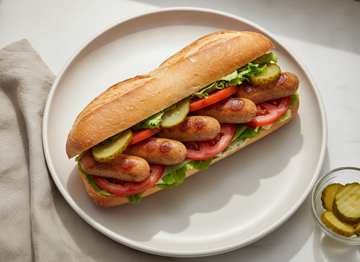 Sanduíche de linguiça de frango photo