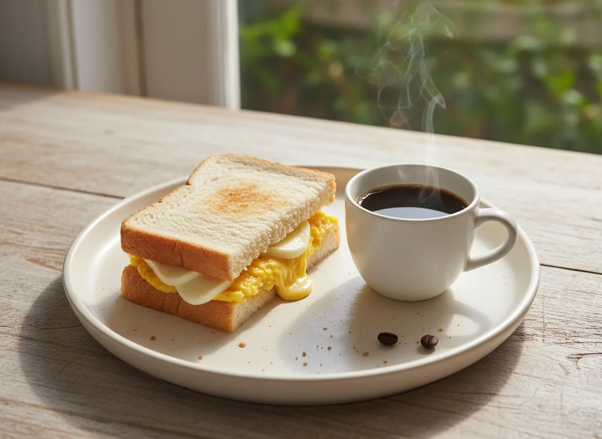 Sanduíche de ovo e café photo