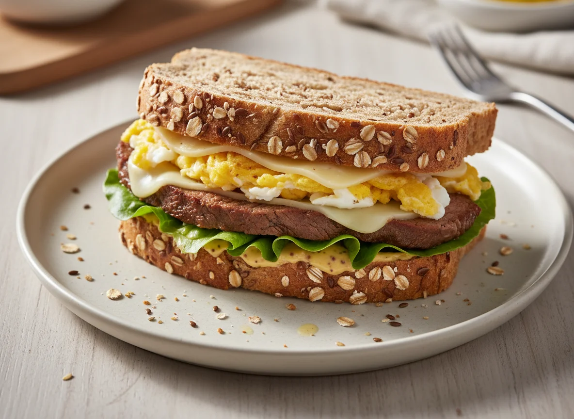 Sanduíche de Paleta com Ovos e Queijo photo