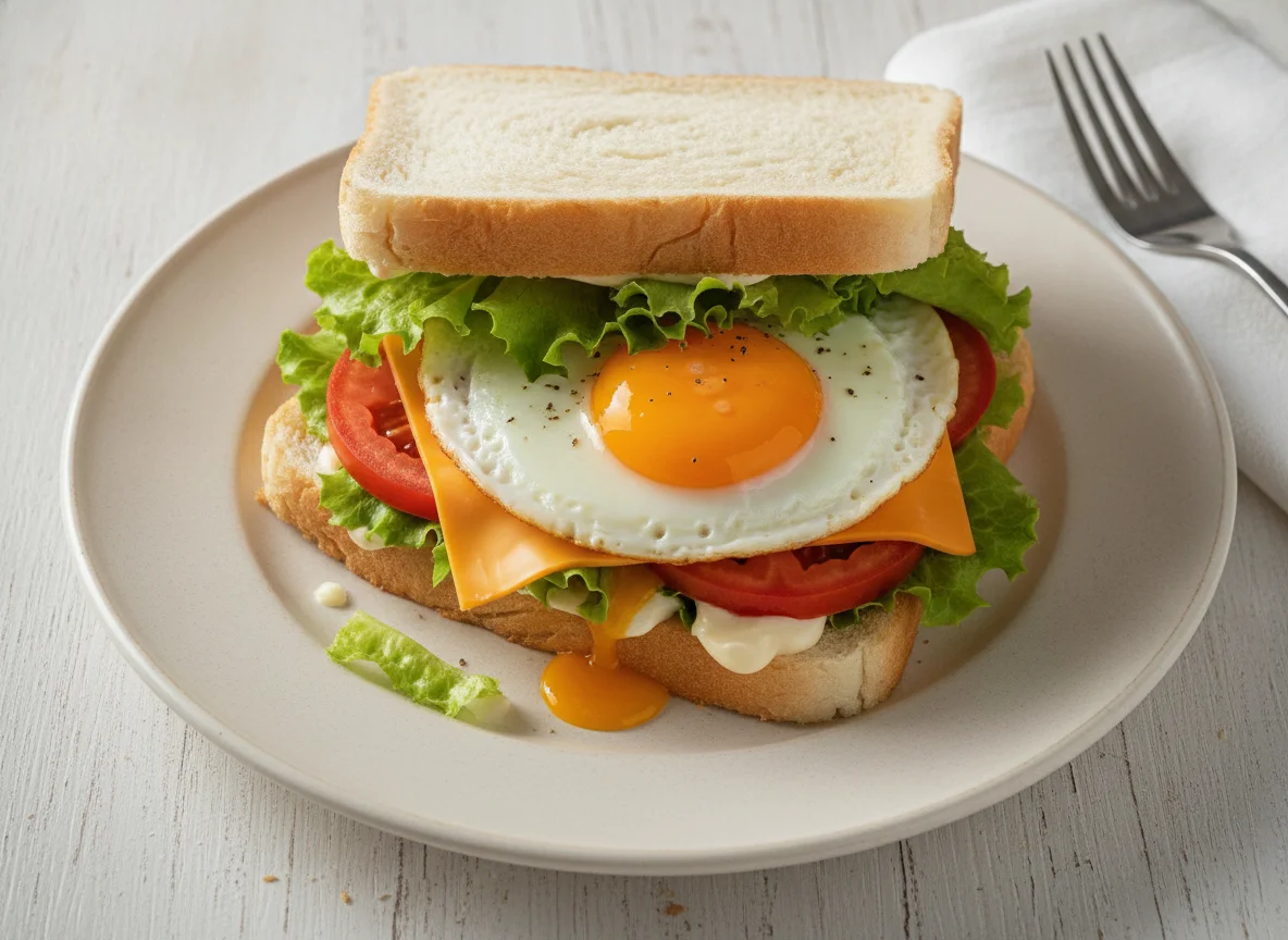 Sanduíche de pão de forma com ovo e salada photo